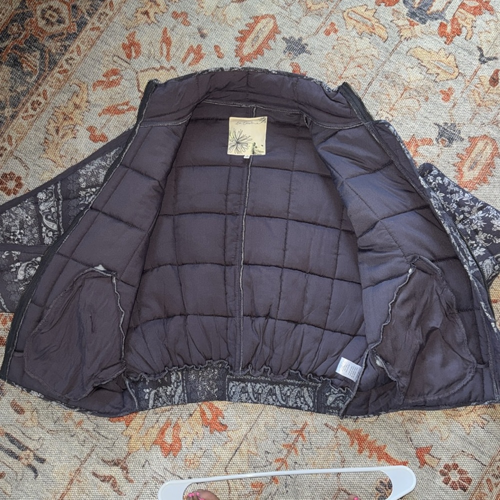 En Crme Navy Blue Patterned Quilted Jacket - image 8